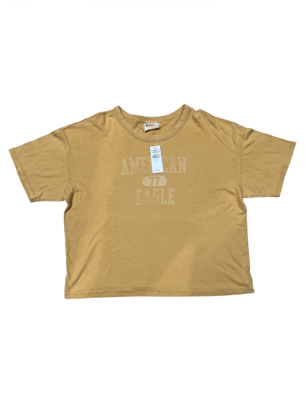 American Eagle Outfitters Vintage Vault Collection Mustard Logo Crop Tee L